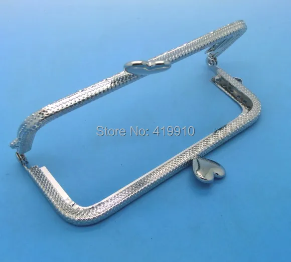 Shipping-2PCS, металлическая рамка, застежка для кошелька, сумка с замком, ручка ручной работы, серебряный тон, 11,5 см x 6 см(42/" x2 2/8") J2560