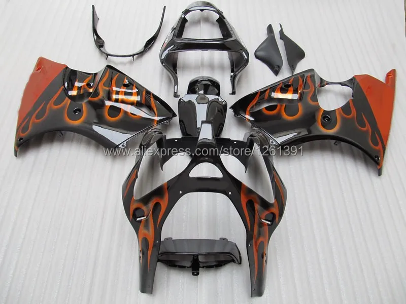 Обтекатели комплект для ZX6R 636 ZX-6R 00-02 636 00 02 ZX6R 2000 2001 2002 ZX6R 00 01 02 orange пламени лобового стекла автомобиля