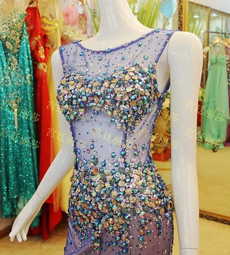 Роскошный кристалл rhinestone свадебные платья формальные невесты красный длинные сексуальные вечерние платья партии платья пром платья