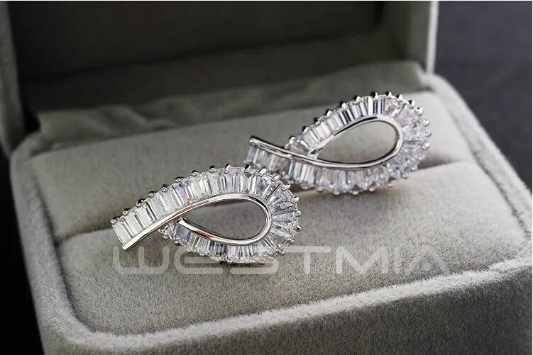 Стиль Знаменитостей бренд принцесса огранка AAAAA циркон 10 К позолоченные серьги подарок