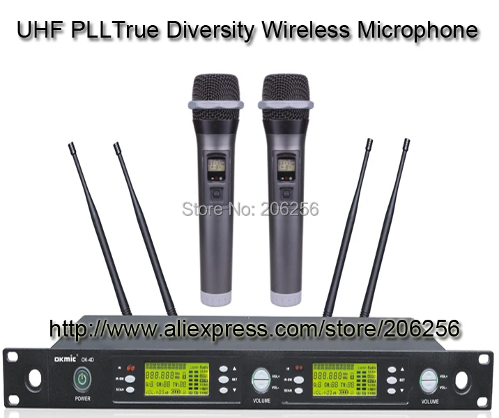 Высокое качество ok-4d/5200 H Профессиональная UHF/PLL верно разнообразие система беспроводной микрофон беспроводной 5500 H двойной ручной передатчик