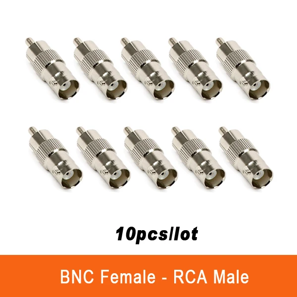 10 Pcs BNC Female Jack to RCA Male Plug Connector Adapter for CCTV Camera