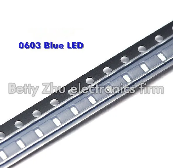 4000 шт/партия 0603 Синий SMD светодиодный Яркий синий светоизлучающие диоды 1608