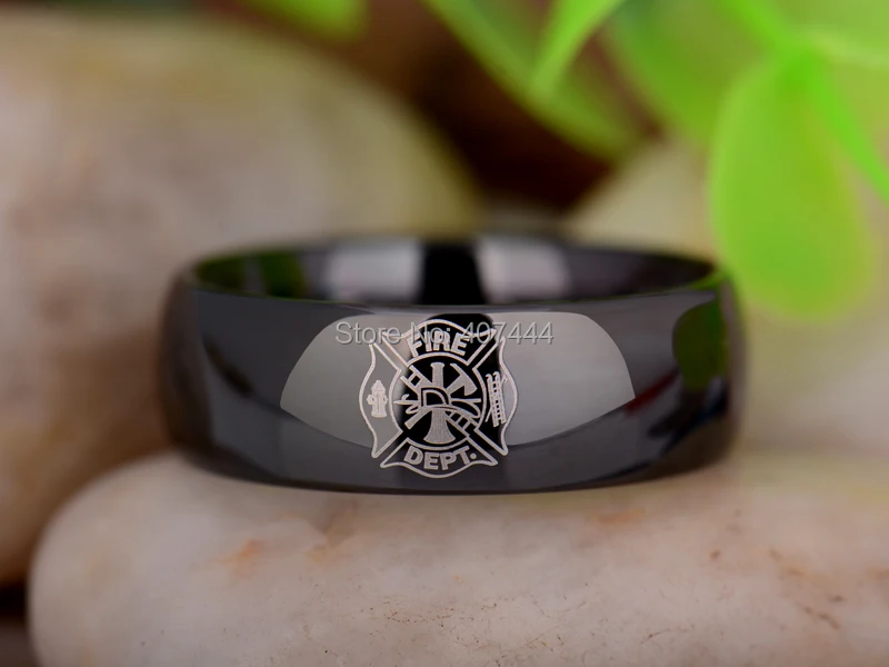 Бесплатная доставка YGK JEWELRY Лидер продаж 8 мм Блестящий черный купол истребитель пожарный новый для мужчин's вольфрам карбида обручальное