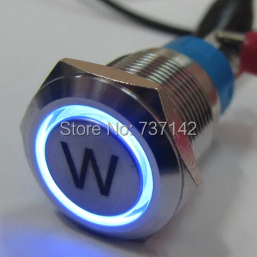 Светодиодная кнопка с символом(PM192F-11E/R/12 В/с 'W'