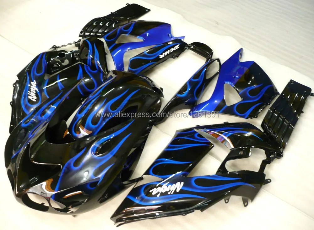 Синий Пламя обтекателя комплект для KAWASAKI NINJA ZX-14R ZZ-R1400 06-09 ZZR1400 ZX 14R 06 07 08 09 ZX 14R 2006 2007 2008 2009 обтекатели