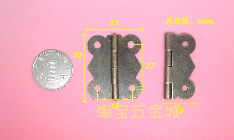 40 шт. дверные петли для Box 4 отверстия Античная бронзовая 40*33 мм, широкие Размеры: 19 мм-20 мм