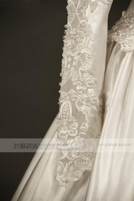 Новая мода vestido формальная Роскошная королевская поезд бисером груши Свадебное бальное платье с длинными рукавами кружева мать невесты платья