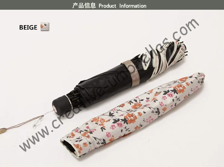 Зонтики листьев лотоса, 100% солнцезащитный крем, UPF> 50 +, ladies'parasol, с цветочным принтом, 210 т черный серебряное покрытие, Вишня зонтик, два раза