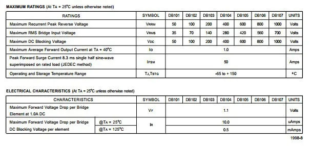 DB107 выпрямительный мост/Мост ворс 1000 В/1A/Sep однофазный ЗАПАССИВИРОВАННЫЙ СТЕКЛОМ Выпрямитель кремния мост