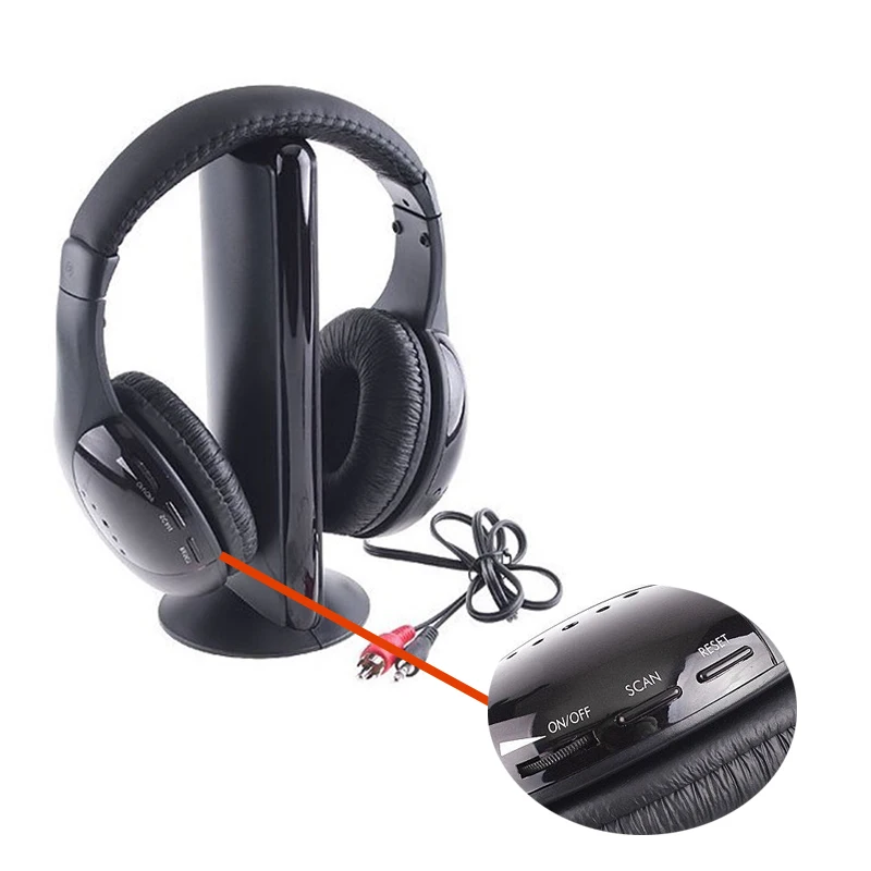 Модные Hi-Fi наушники 5 в 1 Беспроводные наушники гарнитура fm-радио для MP4 PC tv CD