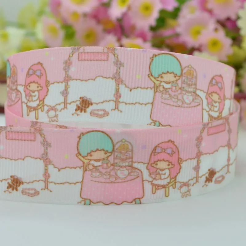 DUWES 7/" 22 мм маленькие Две звезды мультфильм напечатал grosgrain ленты, лента для волос «сделай сам» ручной работы материалы одежды 50 ярдов OEM