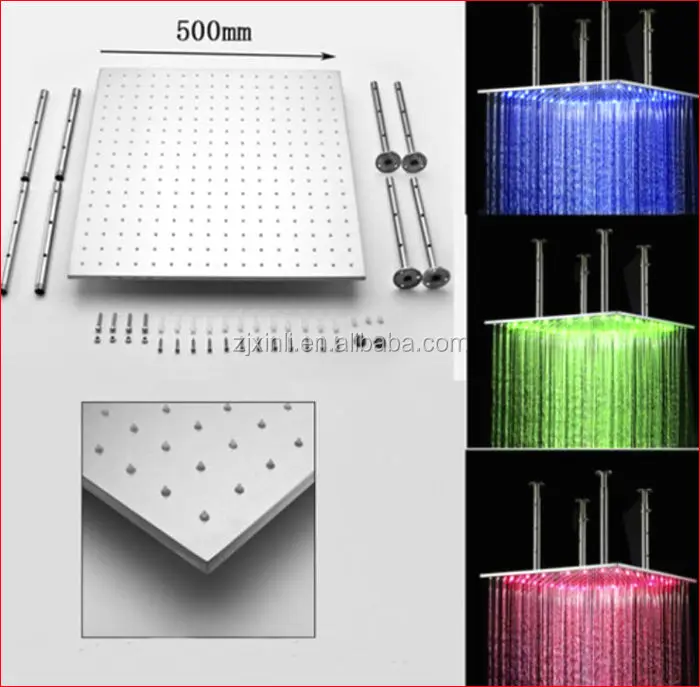 В розницу-20 дюймов Нержавеющая сталь душ со светодиодной подсветкой, Цвет изменены без Батарея, X15400