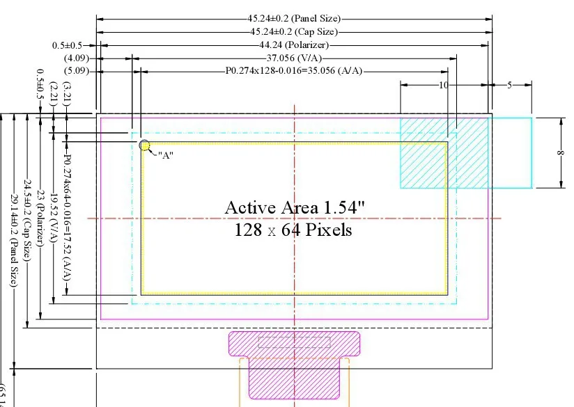 Noenname_null 1.54 дюймов 24pin желтый OLED ЖК-дисплей Экран ssd1305 Drive IC 128*64