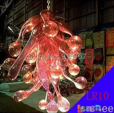 LR010-Free доставка люстра освещение розовое выдувное стеклянное изделие