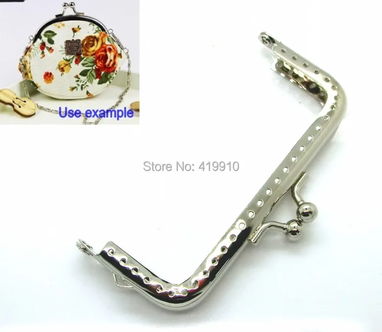 Shipping-2pcs Серебряный тон бисера Кошелек сумка из металла Рамки Поцелуй застежка блокировки ручки поделки ручной работы 10.5x6 см(4 1/" x2 3/8") j2604