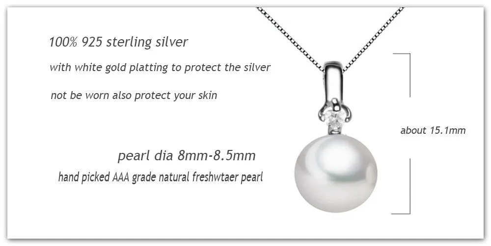 925 pure silver setting pearl pendant with chains smart christmas gift to girls