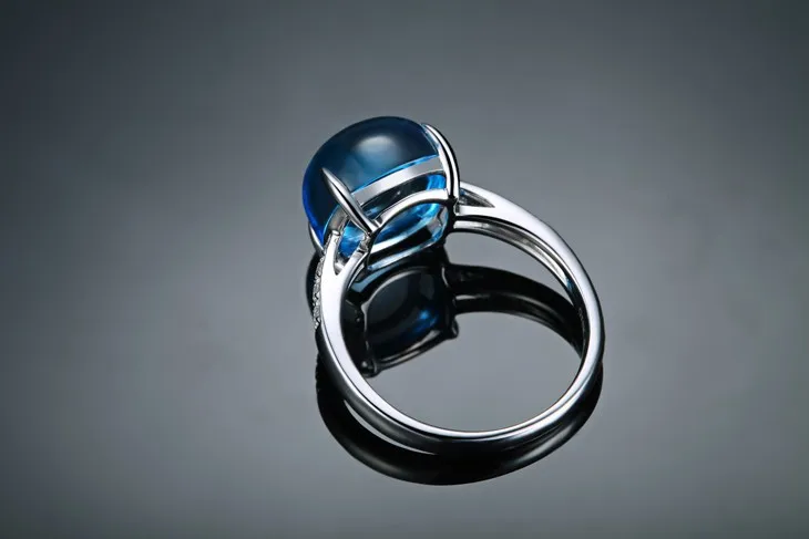 ZOCAI Новое поступление синий Secret 7.0 ct натуральный натуральной голубой топаз с 0.12 Ct настоящий бриллиант 18 К белый золотое кольцо w05471