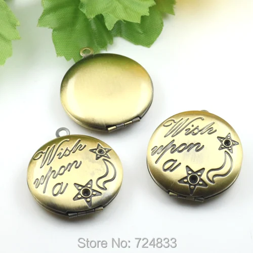 25 мм античная бронза тон щеткой Openable круг Молитва Желание Locket фото коробки Рамки подвеска Европейский Талисманы оптовый
