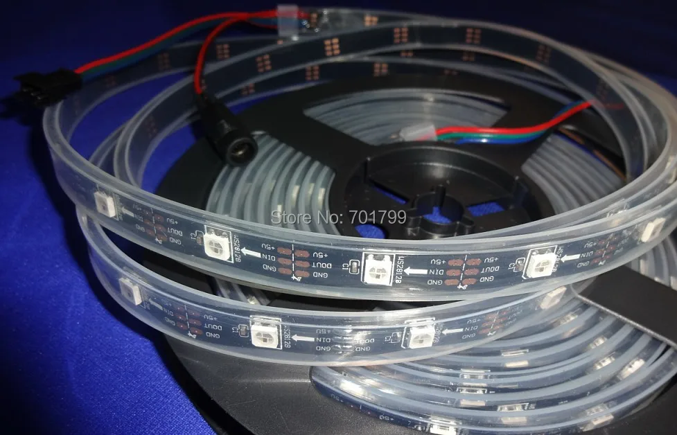 Черный печатной платы 5 м DC5V WS2812B светодио дный пикселей srip, IP68, 30 шт. WS2812B/M с 30 пикселей, водонепроницаемый в силиконовая трубка