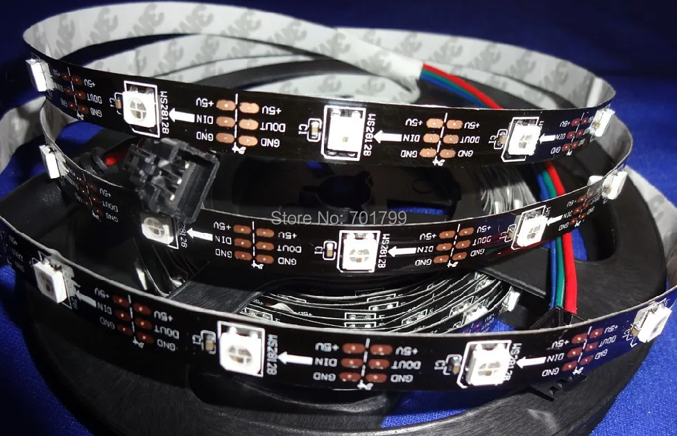 5 m DC5V WS2812B светодиодный пиксель srip, не обладает водонепроницаемостью, 30 шт. WS2812B/м со светодиодной подсветкой из 30 пикселей; Черная печатная плата