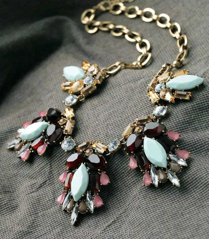 Новинка 2014 года Модные украшения Заводская цена высокое качество Юбилей Jewelry Винтаж цветочный Многоцветный Цепочки и ожерелья