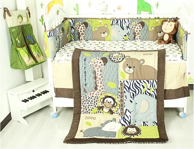 Baby Nursery 7pcs Crib Bedding Set For Boy Girl My Home Has A Zoo