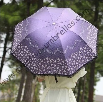 Superlight солнца, солнцезащитный крем, UPF> 50+, ladies'parasol, 8 К ребра, черный серебряное покрытие, карман зонтик, УФ-защита, арочные завязки