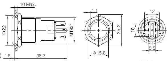 Кнопка ELEWIND(PM192F-11E/г/12 В/с