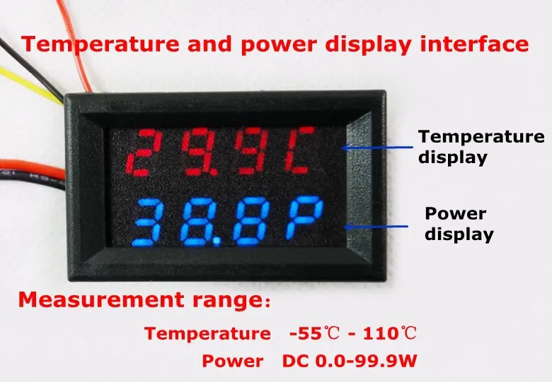 RD зеленый/синий/красный+ красный двойной светодиодный 4 в 1 0,28 термометр измеритель мощности амперметр вольтметр напряжение тока DC 0-33,0 в/3 А [3 шт./партия]