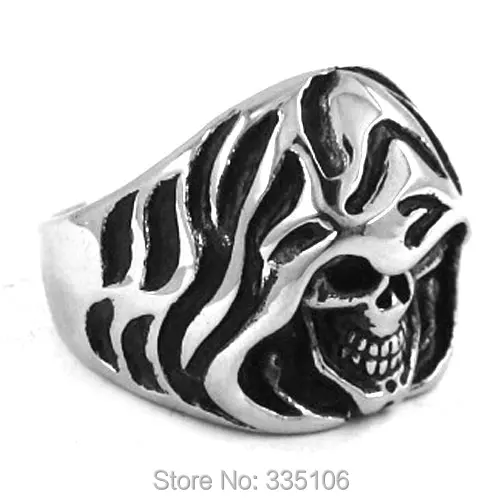 Бесплатная доставка! Нержавеющая сталь Jewelry Мрачный жнец череп кольцо Двигатель Байкер Для мужчин кольцо swr0162