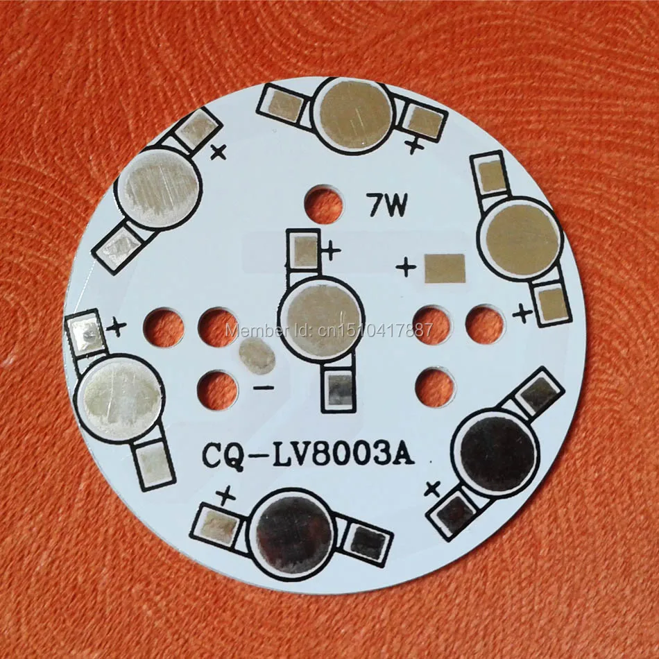 10 шт./лот 7 Вт светодиодный PCB, 49 мм для 7 шт. светодиодный s, алюминиевая пластина, алюминиевые печатные платы PCB, высокая мощность 7 Вт светодиодный DIY PCB