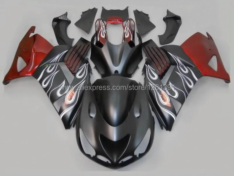 Белый Пламя Красный черный обтекатель комплект для KAWASAKI NINJA ZX-14R ZZ-R1400 06-09 ZZR1400 ZX 14R 06 07 08 09 ZX 14R 2006 2007 2008 2009