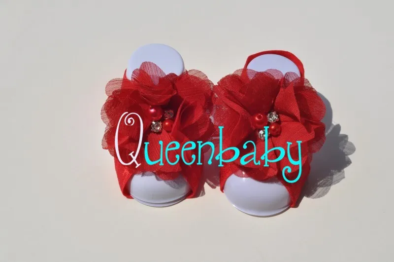 240 компл./лот босоножки ботинки с шифоновыми цветами QueenBaby