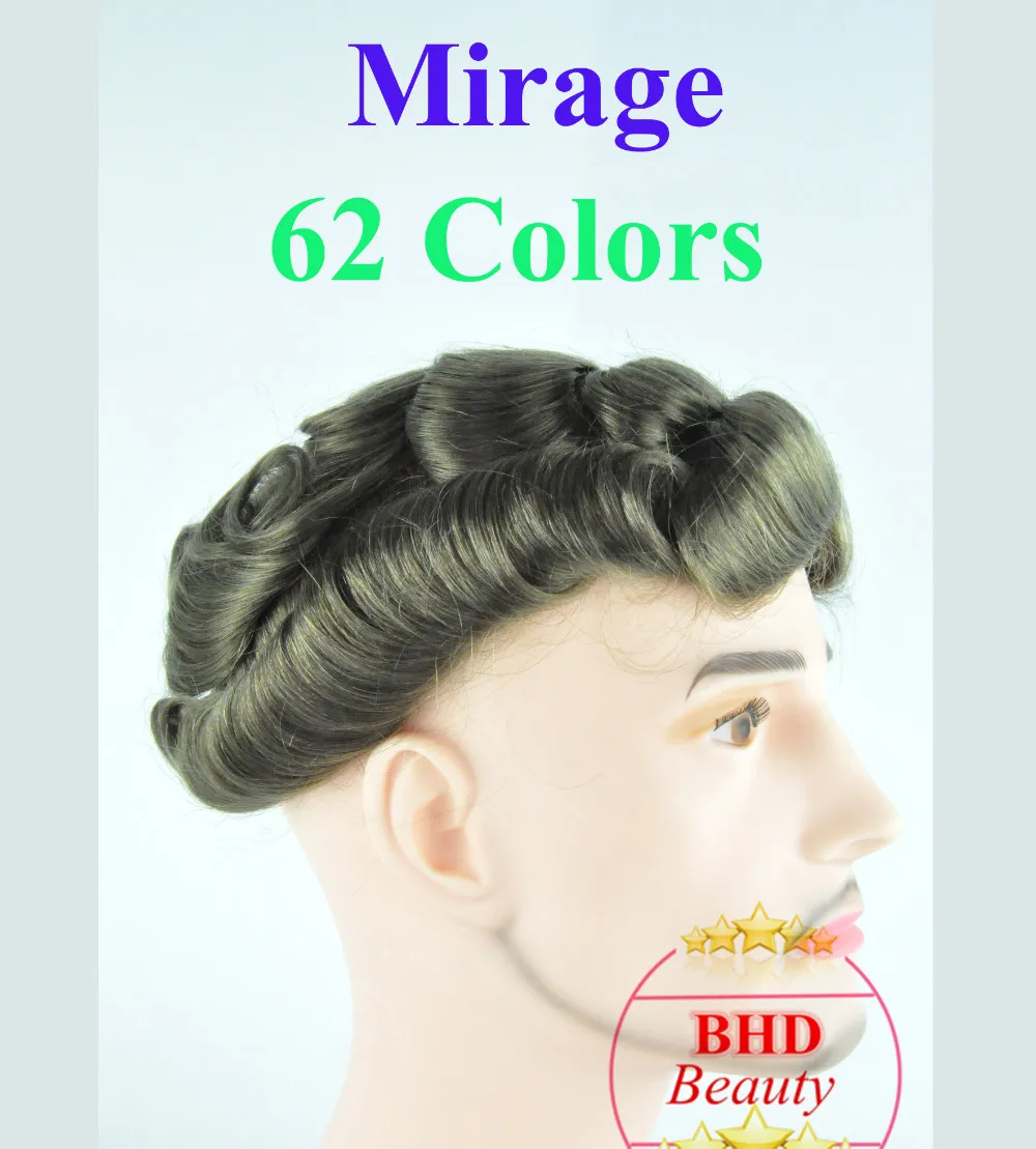 62 цвета Mirage Toupee-" небольшая волна средний свет мужские волосы кусок Toupee лучшее качество можно вырезать самостоятельно