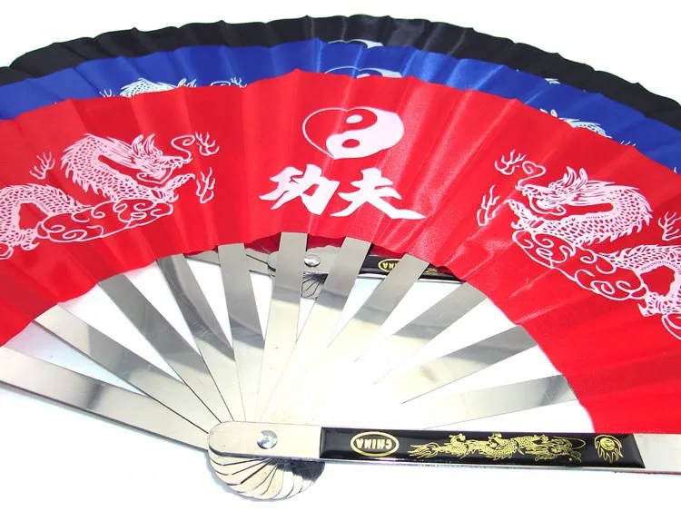 Фитнес из нержавеющей стали tai chi fan martial artsshirts кунг-фу тайчи тайцзи представление два дракона вентиляторы 3 цвета