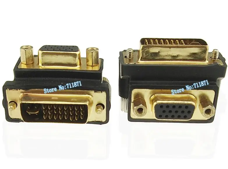 90 градусов DVI к VGA адаптер под прямым углом DVI24+ 5 к VGA DVI подключение VGA Видео позолоченный DVI Мужской 15P D-Sub разъем