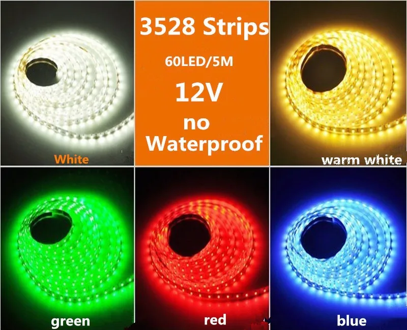 Бесплатная доставка 3528 Светодиодные ленты без Водонепроницаемый 12 В 60leds/m + 24 Вт адаптер Питание только гамма и переменчивый С 24 кнопок