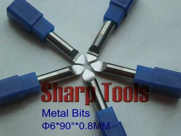 6 x 0.8MM 90 Degree Carbide V Bit CNC Engraving Tools, Solid Carbide Endmills CNC Cutter for Metal Mill Aluminum Steel Engraving