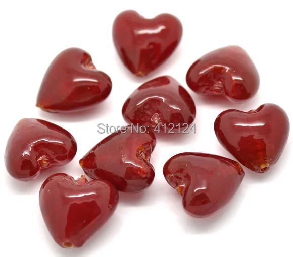 100 шт. темно-красный любовь сердце lampwork Стекло Бусины создание компонентов 20x20 мм