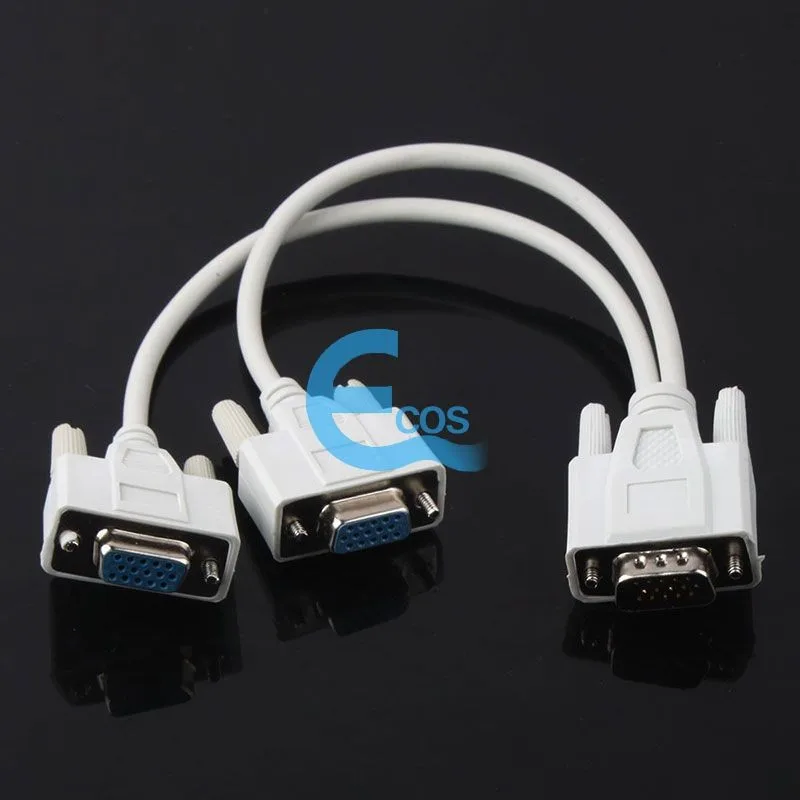 15 Pin VGA Мужской 2 VGA SVGA Женский адаптер сплиттер видео монитор Y кабель#53853