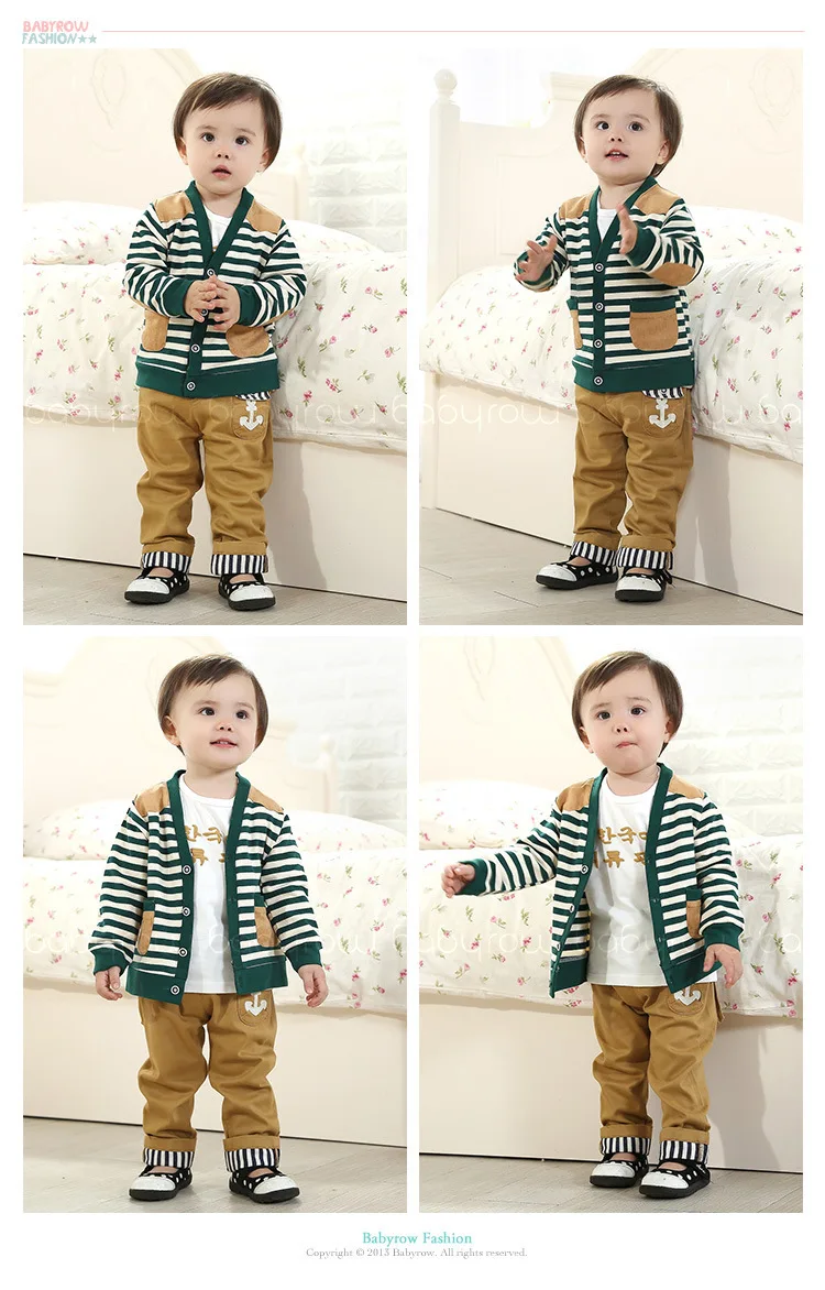 Anlencool/Коллекция 2019 года, пальто Roupas Meninos, новая Корейская одежда для малышей, весенний кардиган в полоску из трех предметов, брендовая