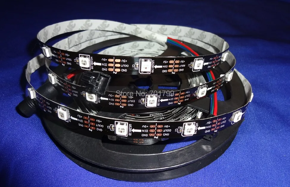 5 m DC5V WS2812B светодиодный пиксель srip, не обладает водонепроницаемостью, 30 шт. WS2812B/м со светодиодной подсветкой из 30 пикселей; Черная печатная плата
