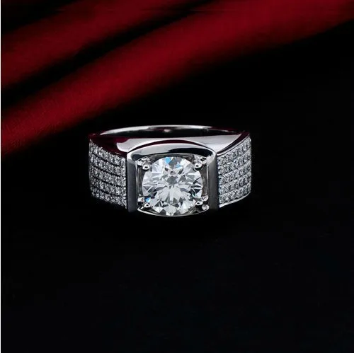 Роскошный Большой Каменный дизайн 5CT SONA Fine Diamond Man обручальное кольцо винтажное мужское свадебное кольцо подлинное серебро высшей пробы