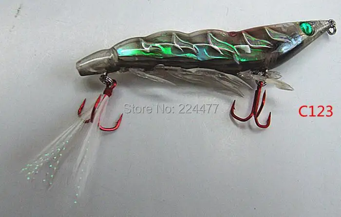 Isca de Pesca Afundando tipo Três Isca Camarão Forma Falsa China Enfrentar Plástico Rígido Anzol Vmc Cores 10.8 cm 20g 4 High Quality Esporte e Lazer