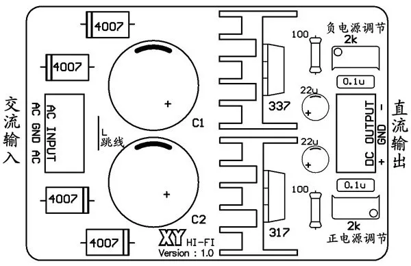 ZG усилитель комплект LM317 337 двойной мощности Регулируемый блок питания DIY kit