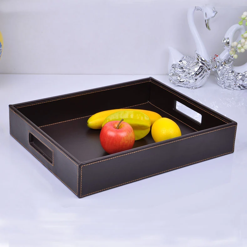 37 5x30cm Rectangle Brown Leather Serving Tray Trays Bandeja Serving Tray Trays Bandeja