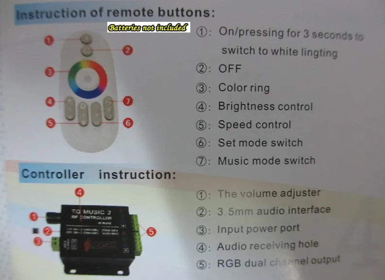 Абсолютно RF 20M эффективный интеллектуальный RGB музыкальный 2 контроллер звуковой чувствительности и пульт дистанционного управления