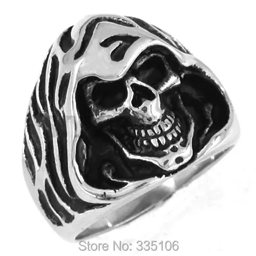 Бесплатная доставка! Нержавеющая сталь Jewelry Мрачный жнец череп кольцо Двигатель Байкер Для мужчин кольцо swr0162