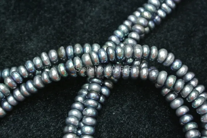 5-6 мм серебро Серый цвет пресной воды Pearl Rondelle Кнопка Spacer Свободные Бусины